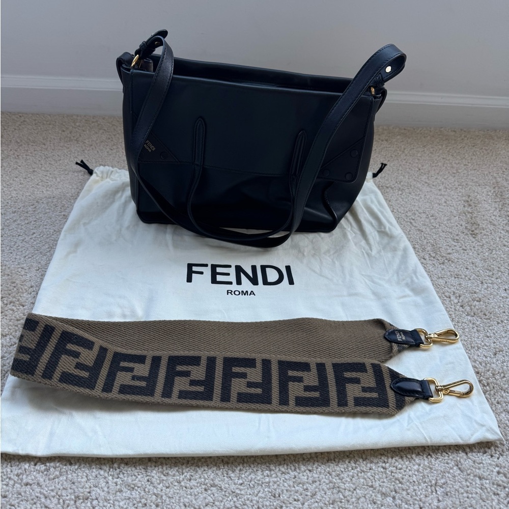 Fendi Zucca FF Flip Medium Bag in Black